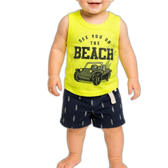 🔥 5 for $30 🔥Carters Boys “See You At The Beach” Shirt & Shorts Set, 6-9M - Picture 1 of 5